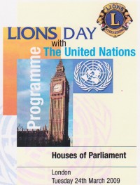 Lions Day with the U.N. 2009  Programme Cover design